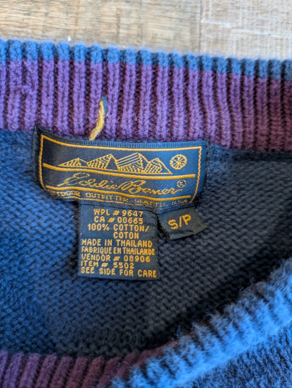 Vintage Eddie Bauer Color Block Sweater, Men's Small - Picture 4 of 5